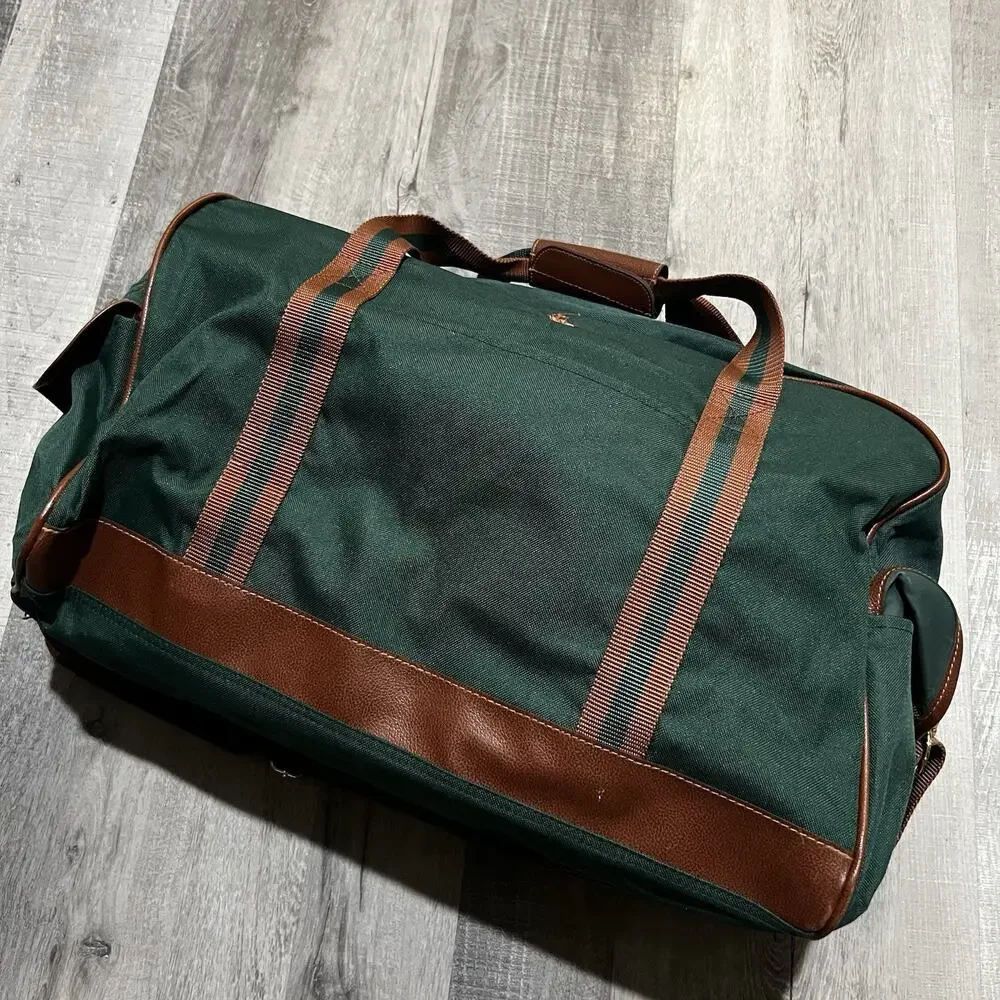 VTG Polo Ralph Lauren Duffle Bag Mens Green Canvas Large Weekender Travel 90s